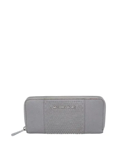 Pre-owned Michael Kors Saffiano Leather Wallet In Gray