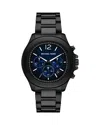Michael Kors Men's Sage Chronograph Black Ip Stainless Steel Watch 42mm In Blue/black