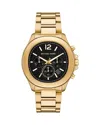Michael Kors Sage Chronograph Gold-tone Stainless Steel Watch, 42mm In Black/gold