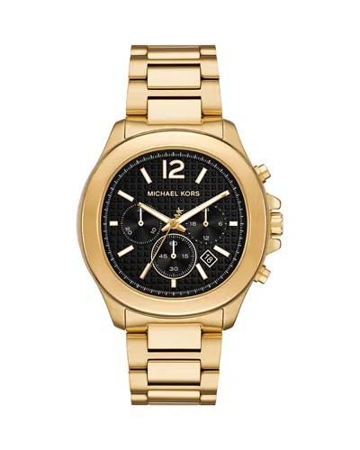 Michael Kors Sage Chronograph Gold-tone Stainless Steel Watch, 42mm In Black/gold