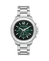 Michael Kors Men's Sage Chronograph Silver-tone Stainless Steel Watch 42mm In Green/silver