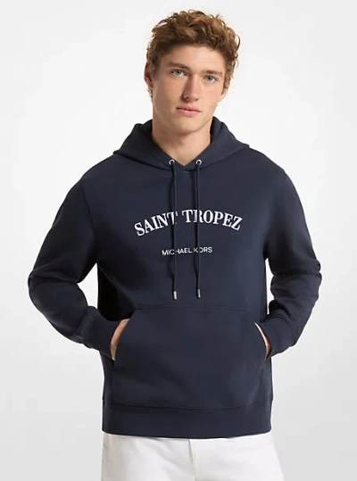 Michael Kors Saint Tropez Cotton Blend Hoodie In Blue