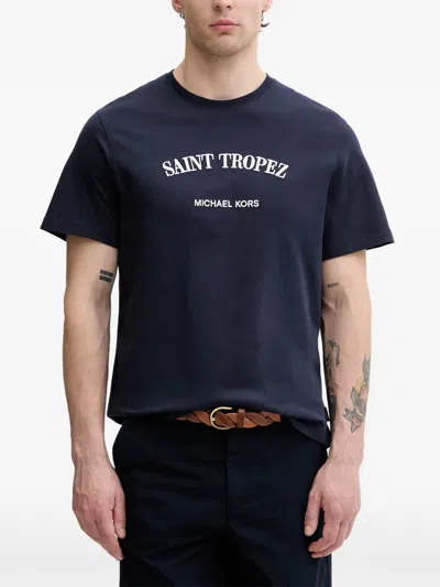 Michael Kors Saint Tropez Cotton-jersey T-shirt In Blue