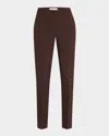 Michael Kors Samantha Double Crepe Sablé Slim-leg Pants In Brown