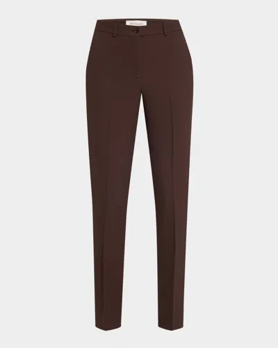 Michael Kors Samantha Double Crepe Sablé Slim-leg Pants In Brown