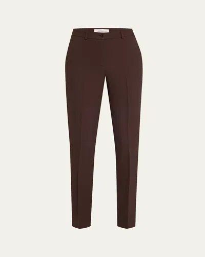 Michael Kors Samantha Double Crepe Sablé Slim-leg Pants In Brown
