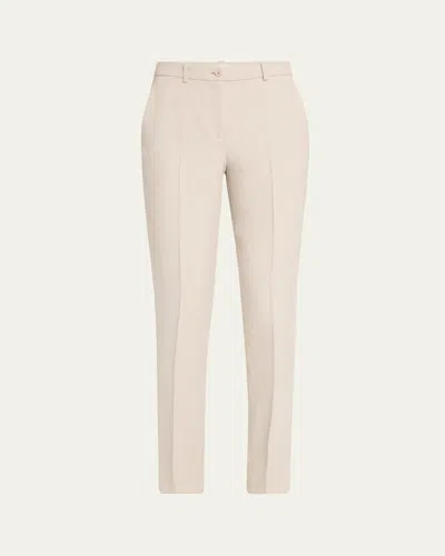 Michael Kors Samantha Double Crepe Sablé Slim-leg Pants In Gray