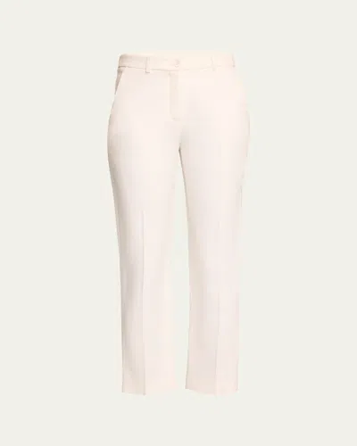 Michael Kors Samantha Double Crepe Sablé Slim-leg Pants In Optic Whit