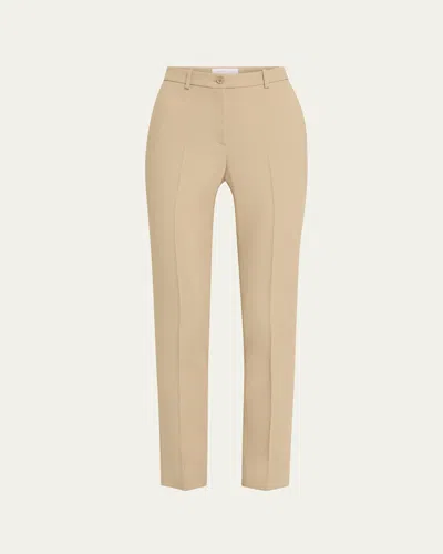 Michael Kors Samantha Double Crepe Sablé Slim-leg Pants In Sand
