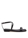 Michael Kors Lena Flat Leather Sandal Black Color