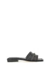 Michael Kors Square Toe Flat Sole Sandals With Contrast Stitching In Black