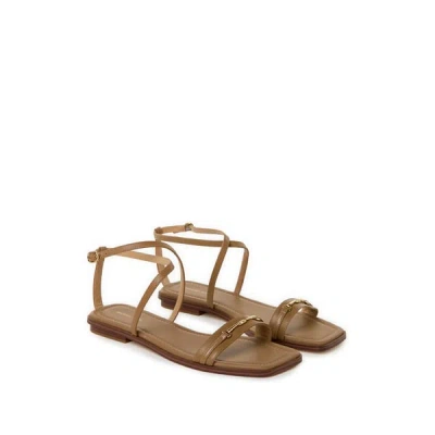 Michael Kors Sandales Plates En Cuir In Brown