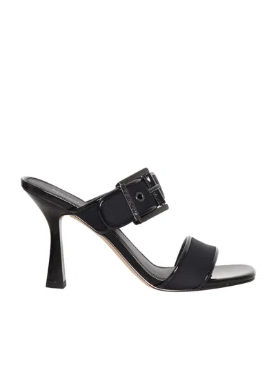 Michael Kors Colby Buckle Leather Sandals In Black