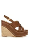 Michael Kors Nora Sandals With Criss-cross Straps And Espadrille Sole In Brown