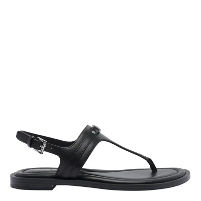 Michael Kors Mandy Leather T-strap Sandal In Black