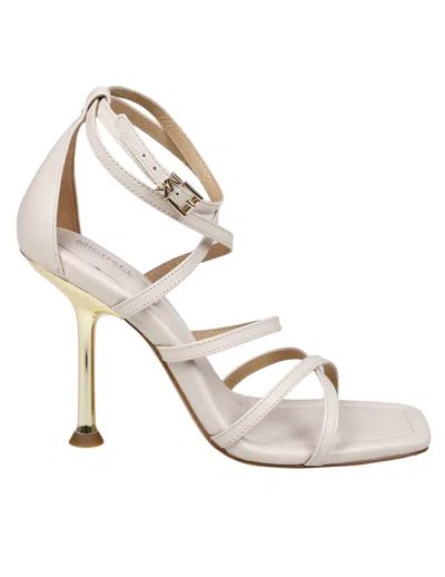 Michael Kors Imani 100mm Leather Sandals In Neutrals