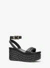 Michael Kors Sandra Straw Platform Sandal In Black