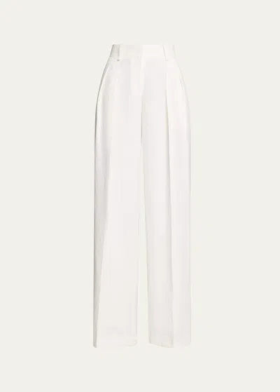 MICHAEL KORS SANDWASHED LINEN PLEATED SLOUCH TROUSERS