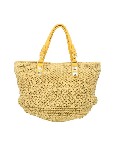 Michael Kors Santorini Tote Bag In Yellow Straw