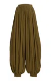 Michael Kors Sarouel Relaxed Silk Seersucker Wide-leg Pants In Brown