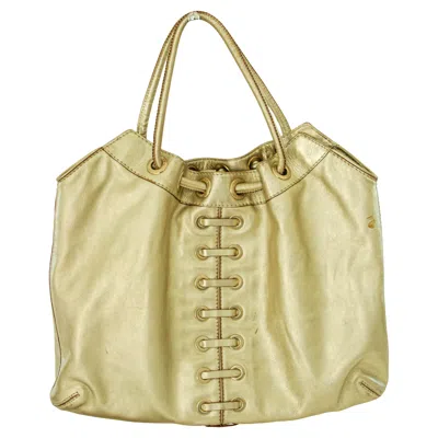 Pre-owned Michael Kors Satchel Pebbled Gold Leather Hobo Bag
