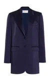 Michael Kors Satin Blazer In Navy