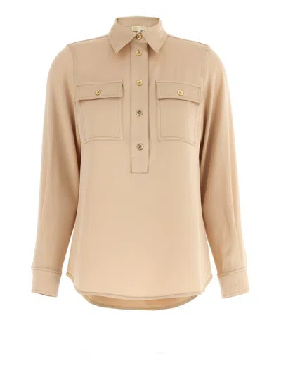 Michael Kors Satin Blouse In Neutral