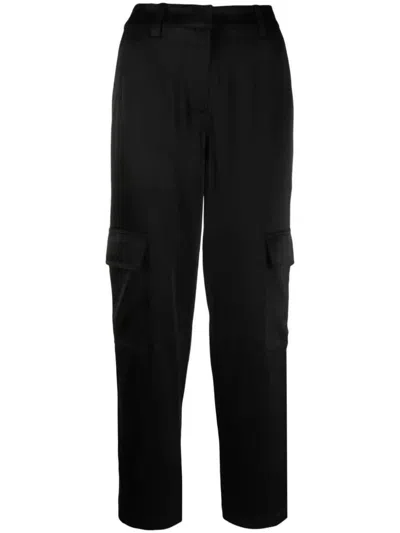 Michael Kors Satin-finish Tapered-leg Trousers In Black