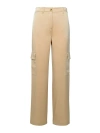 Michael Kors Satin Cargo Trousers In Beige