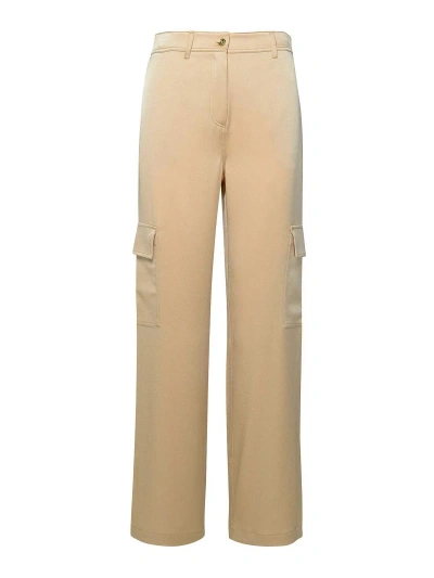 Michael Kors Satin Cargo Trousers In Beige