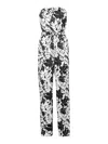 Michael Kors Palm Print Satin Tie-back Jumpsuit In Black