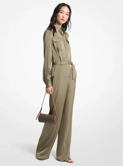 Michael Kors Satin Jumpsuit In Brown