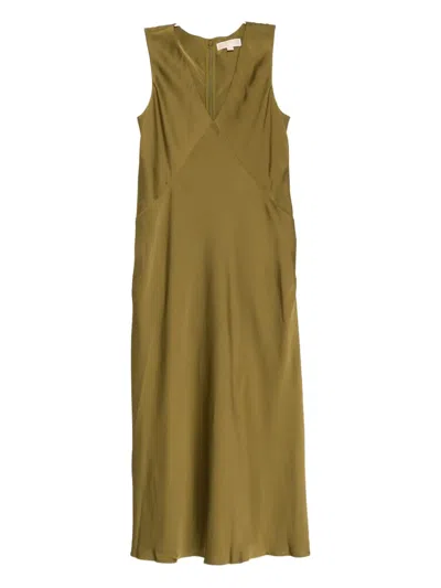 Michael Kors Satin Midi Dress In Green