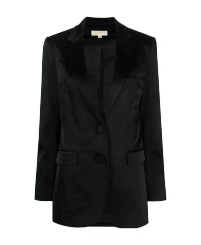 Michael Kors Satin Single-breasted Blazer In Black