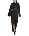 Michael Kors Satin Slit Sleeve Gown In Black