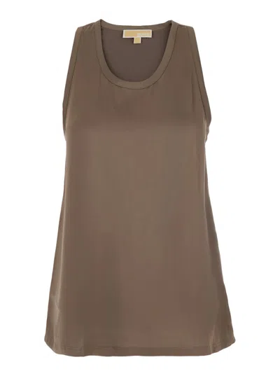 Michael Kors Satin Tank Top In Brown