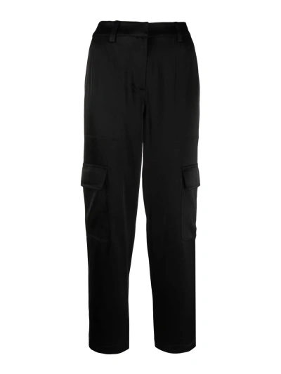 Michael Kors Satin-finish Tapered-leg Trousers In Black