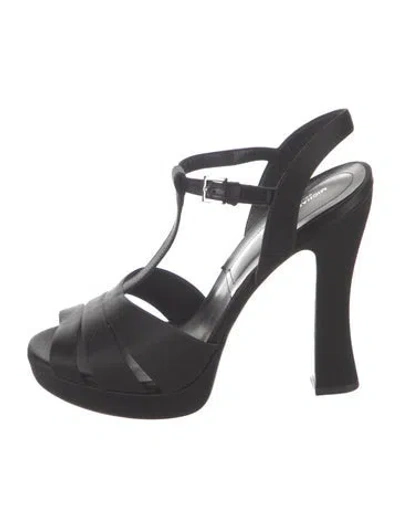 Pre-owned Michael Kors Satin T-strap Pumps In Black