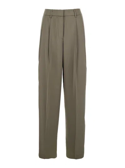 MICHAEL KORS BROWN PANTS WITH BELT LOOPS AND WIDE LEG
