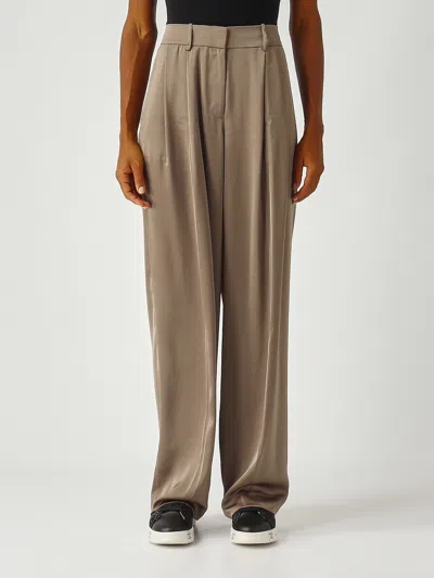 Michael Kors Satin Wide Leg Pant Trousers In Brown