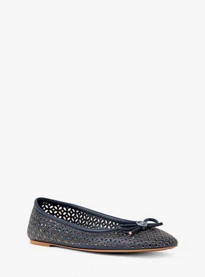 Michael Kors Savannah Perforated Ballet Flat In Blue