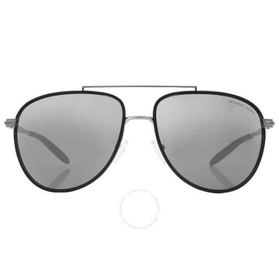 Michael Kors Saxon Mirror Grey Pilot Men's Sunglasses Mk1132j 10236v 59 In Black / Grey / Gun Metal / Gunmetal