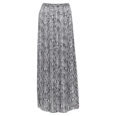 Michael Kors Scaled Leather Print Pleated Midi Summer Skirt In Grey