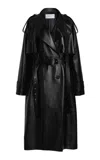 Michael Kors Scarf-detailed Leather Trench Coat In Black