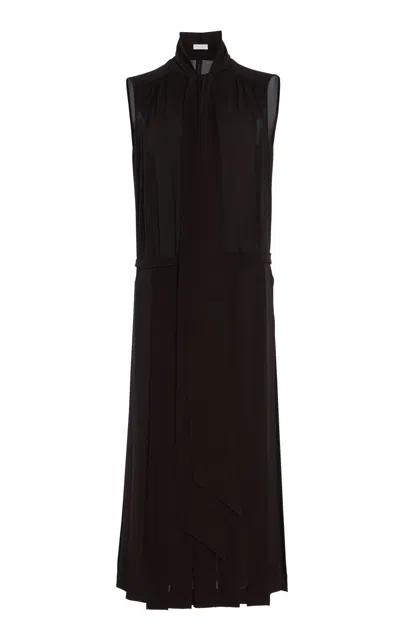 Michael Kors Scarf-detailed Silk Georgette Midi Shirt Dress In Brown