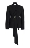 Michael Kors Scarf-detailed Stretch-tissue Wool Crepe Blazer In Black