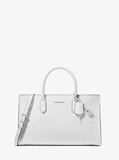 Michael Kors Scarlett Medium Signature Logo Satchel In Grey