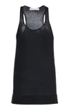 Michael Kors Scoop Neck Cashmere Merino Silk Tank Top In Black
