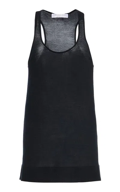 Michael Kors Scoop Neck Cashmere Merino Silk Tank Top In Black