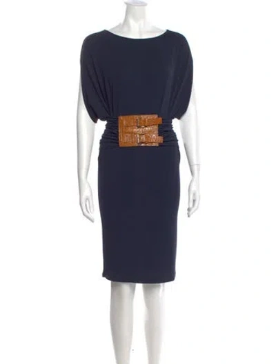 Pre-owned Michael Kors Scoop Neck Knee-length Dress In Blue